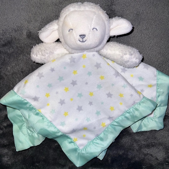 Carter's Child of Mine Lamb Lovey White Green Baby Security Blanket Plush - Picture 1 of 7